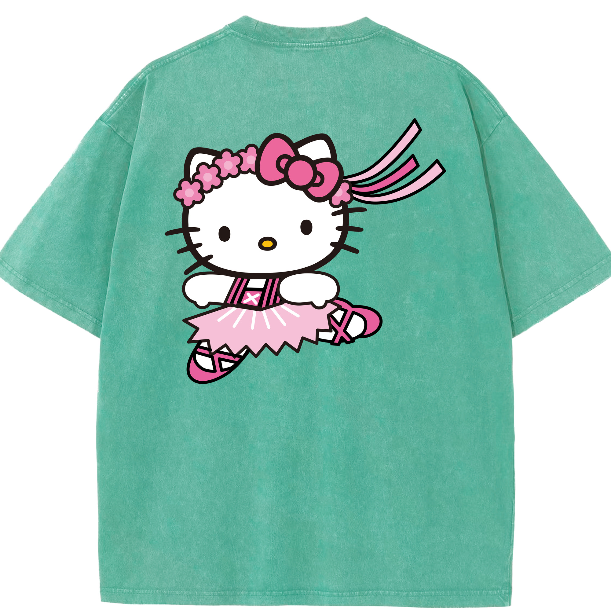 （画像用） Hello Kitty ハローキティ 綿100% ヴィンテージ風 半袖Tシャツ（背面プリント）